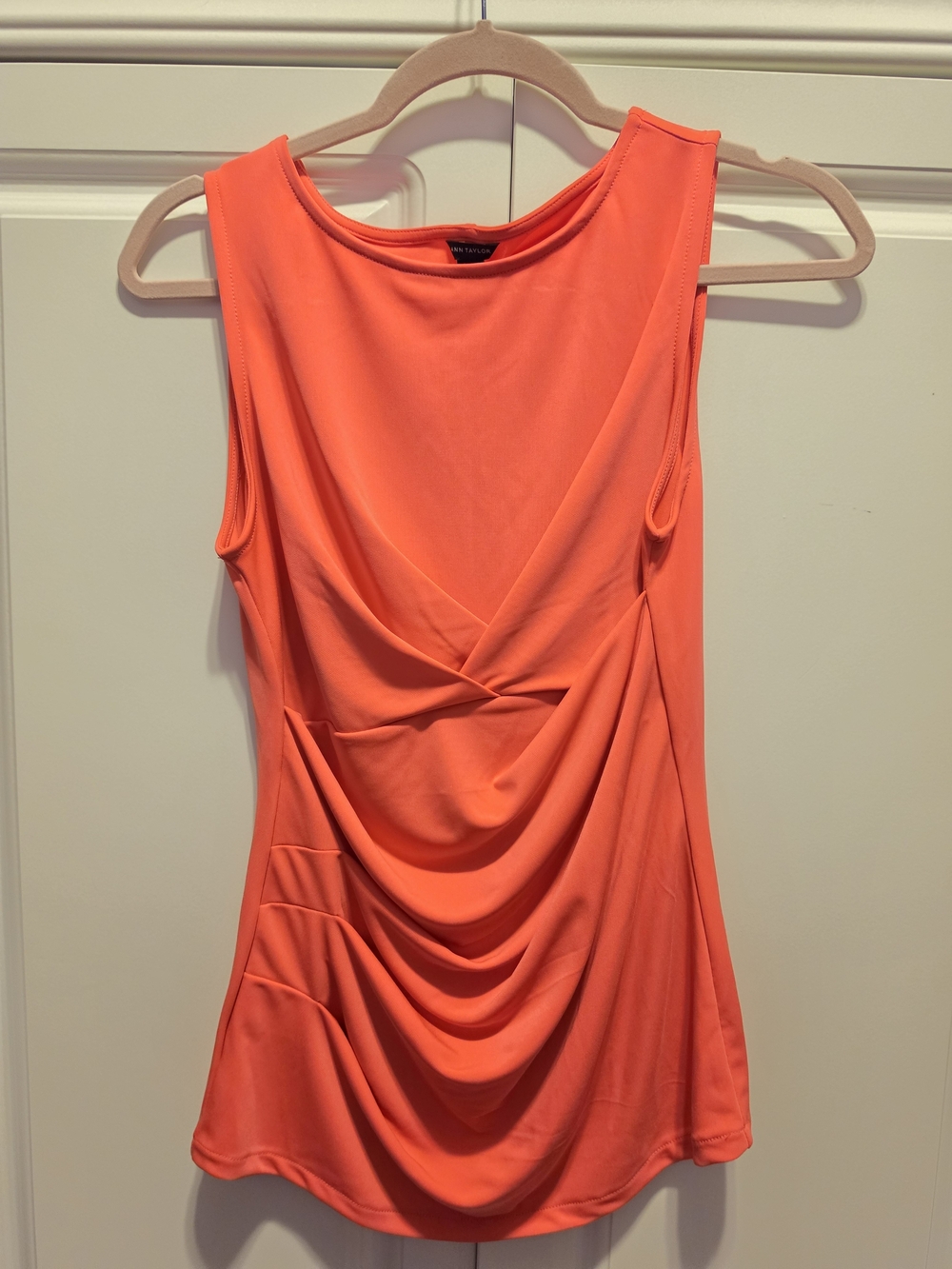 Ann Taylor Coral Sleeveless Draped Blouse